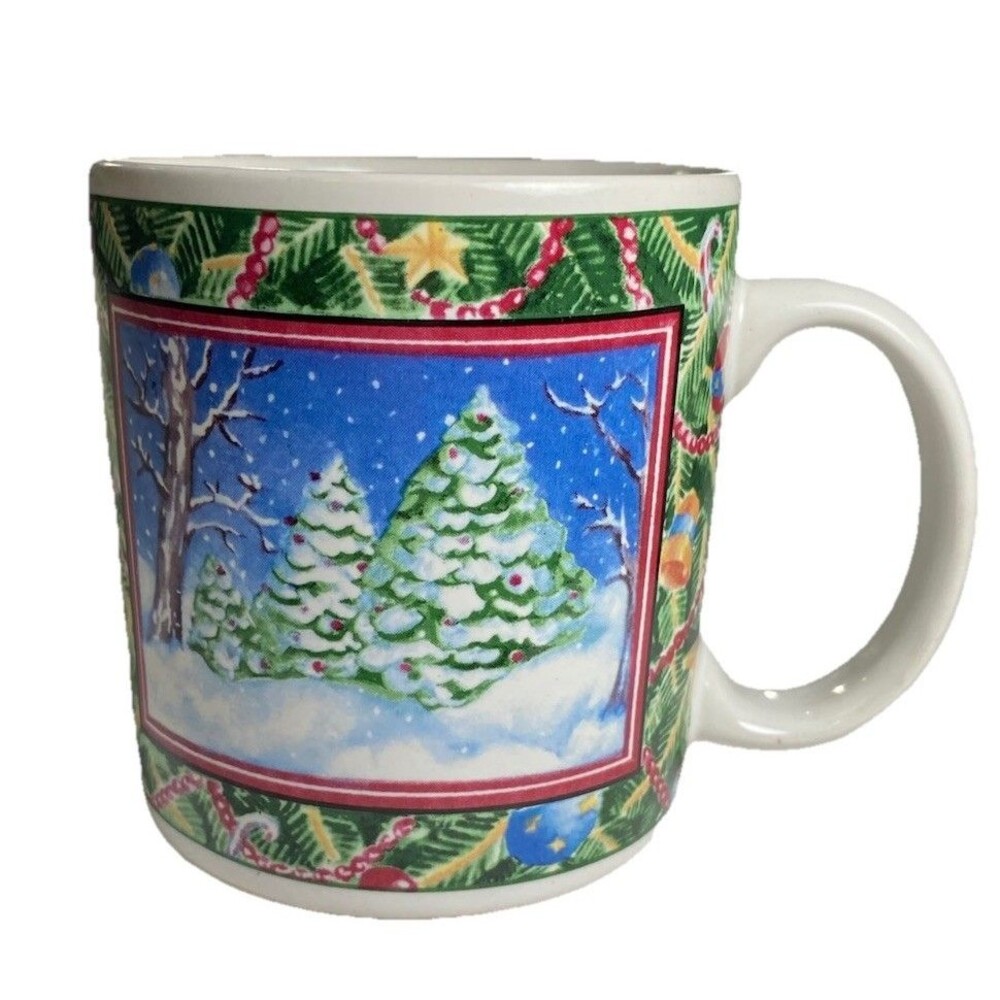 Vintage Sakura Christmas Scene Mugs by Sue Zipkin – Set of 4 (1995) - Picture 6 of 15